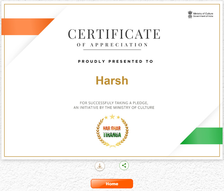 Har Ghar Tiranga Certificate 2024 Registration, Download Link SARKARI MITRA 2